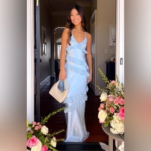 Beginning Boutique Inara Blue Ruffle Maxi Dress - Size 12